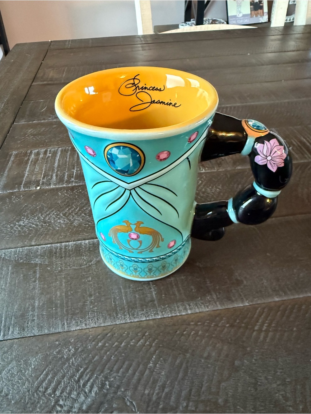 Princess Jasmine Turquoise & Yellow Ceramic Mug